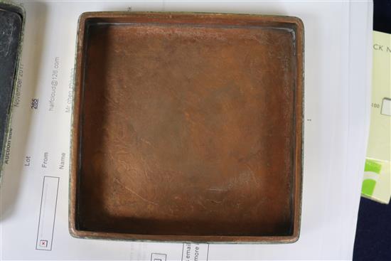 A Chinese Paktong ink box, c.1900